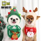 Осенне-зимняя НОВАЯ РОЖДЕСТВЕНСКАЯ шапка для собак и кошек слюнявчик нагрудник Тедди fado Bomei одежда