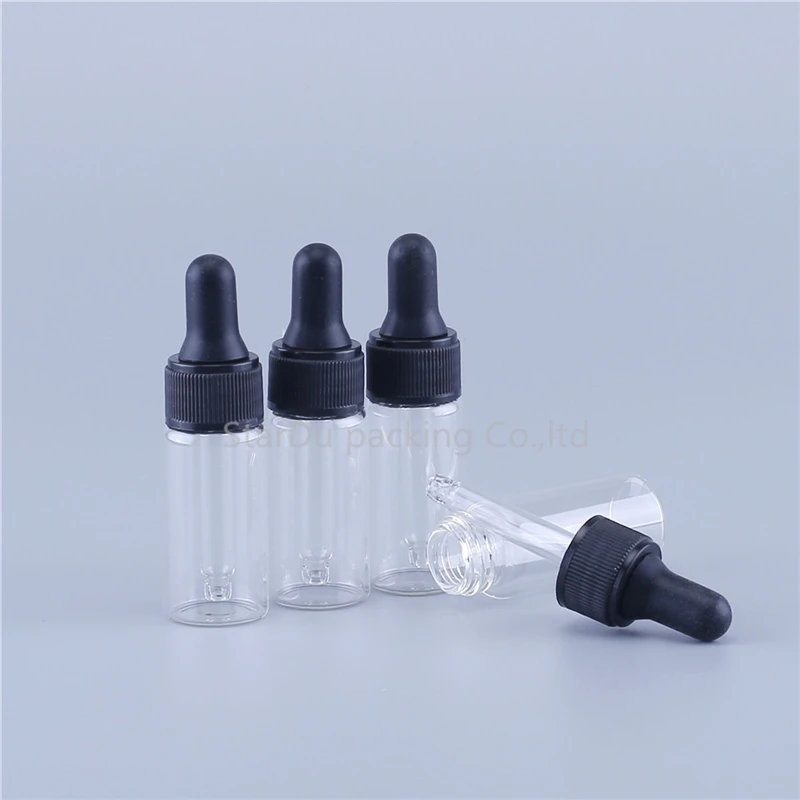 

500pcs 5ml 10ml Transparen Empty Dropper Glass Bottle Portable Aromatherapy Essential Oil Bottle with Glass Eye Dropper