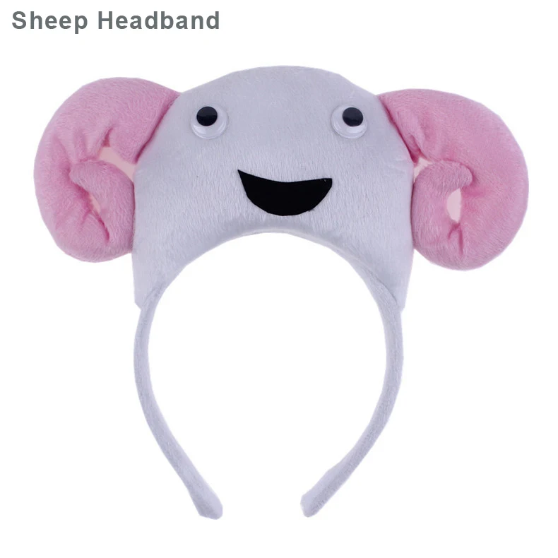 Sheep Headband Милое животное ухо оголовье плюшевые стерео обезьяна лиса Тигр повязка для волос для детей взрослых Косплей головные Уборы Хэллоуин Рождественская вечеринка - Цвет: Sheep Headband