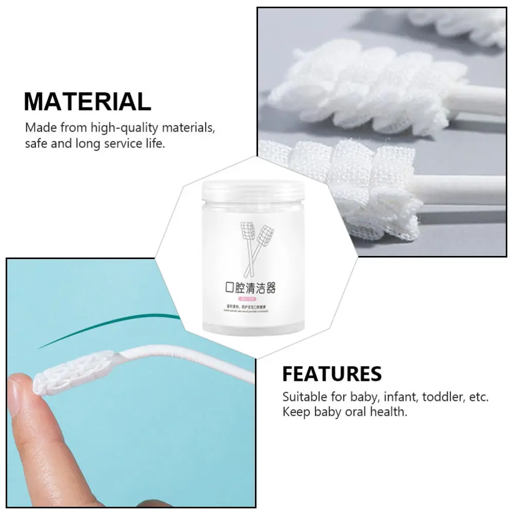 

30pcs Baby Oral Cleaner Kids Tongue Brush Oral Cleaning Stick for Kid (White)