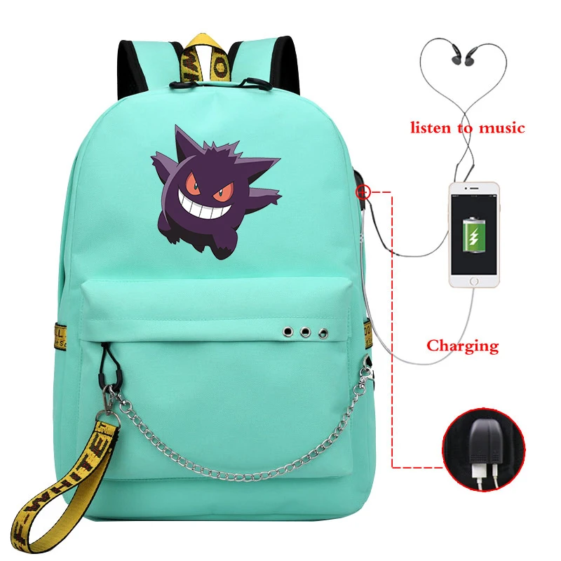 Mochila Pokemon Charizard рюкзак с покемоном Gengar женский школьные сумки для