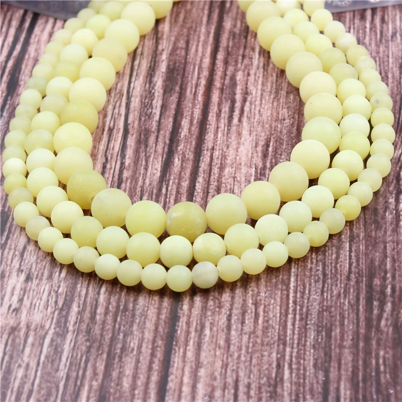 

NaturalFrosted Yellow Lemon StoneBeads,RoundBeadsLooseBeadsForMakingJewelryDIYBraceletNecklace4/6/8/10/12/mm