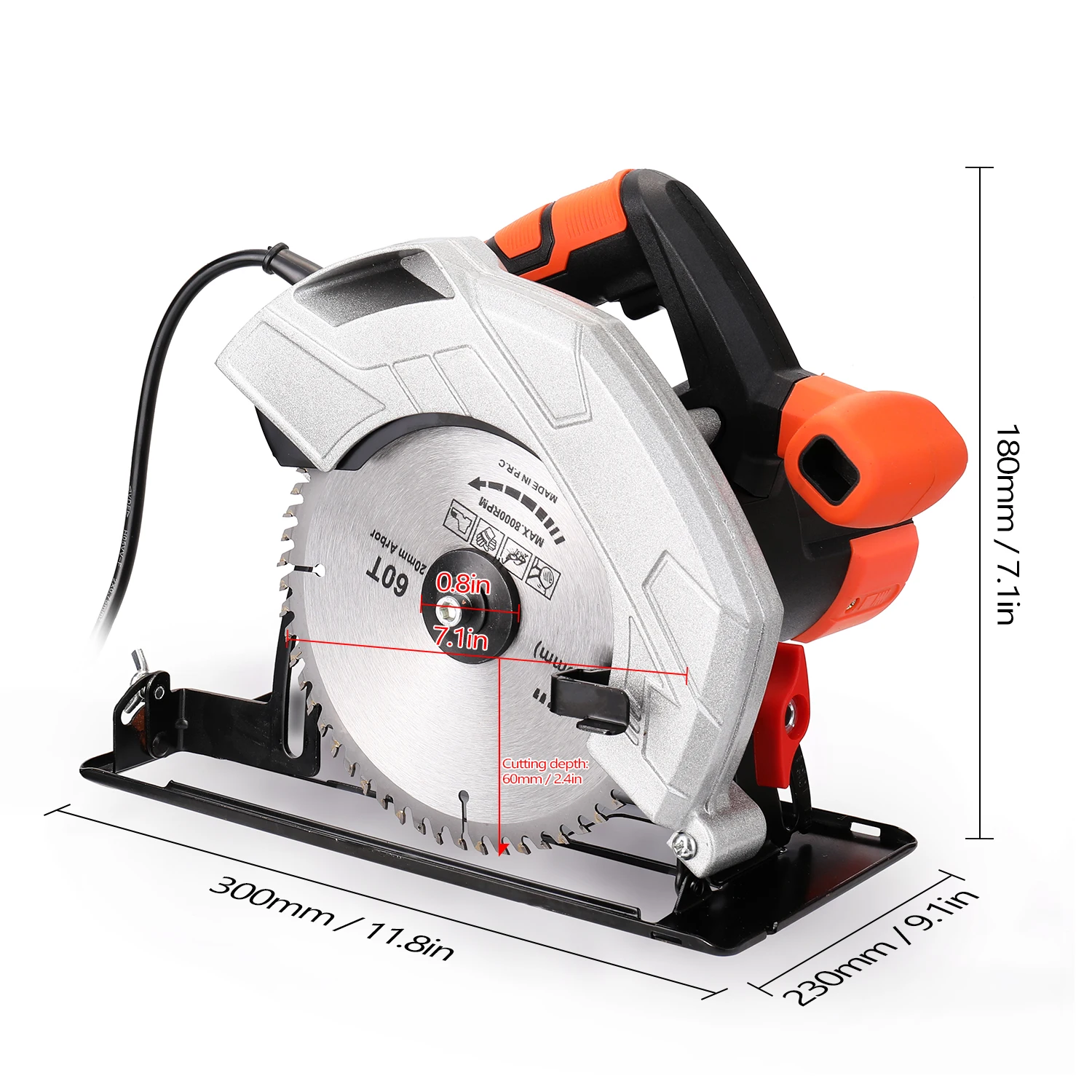 7 дюймовая электрическая циркулярная пила алюминиевый корпус деревообработка