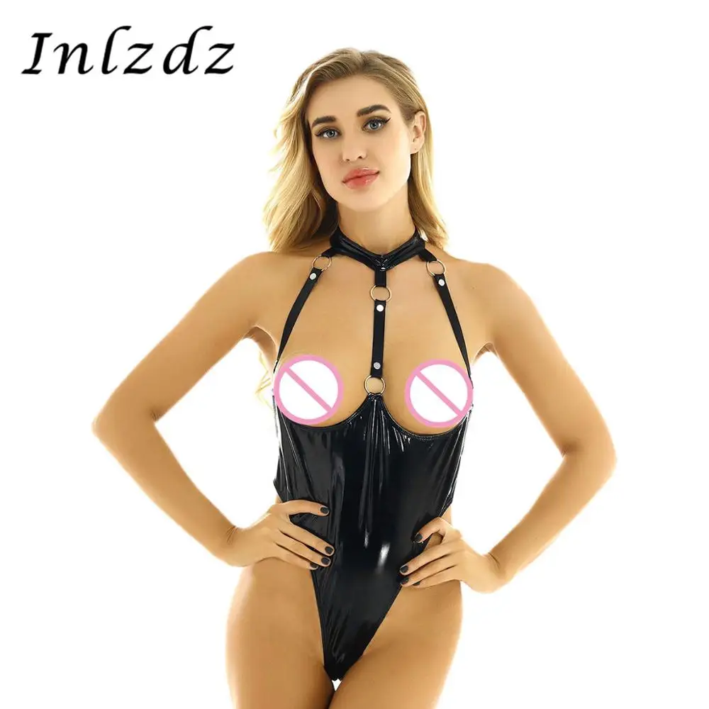 

Женское нижнее белье, кожаный боди, трико с высоким вырезом и открытой спиной