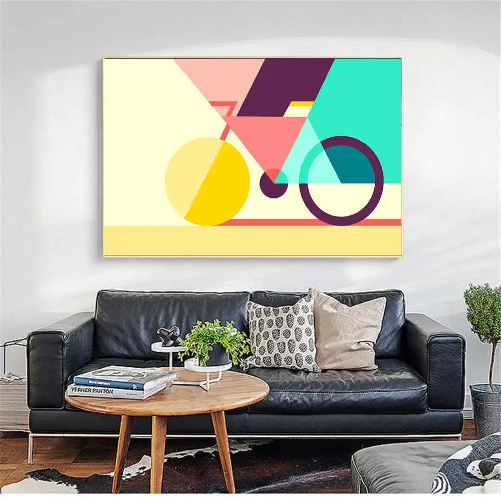 

Geometry Creative Nordic Bike pictures bedroom Abstract Canvas Art Geometric Bicycle Posters and Prints decoration wall poster