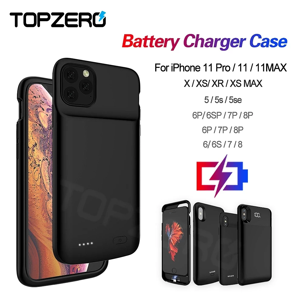 Чехол для аккумулятора iPhone 5 5S SE 6 6S 7 8 Plus чехол с внешним аккумулятором X XS XR MAX 11 Pro 12