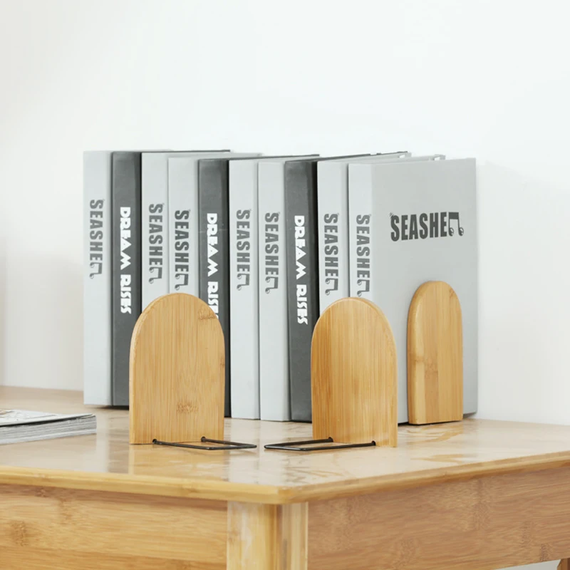 

1pcs Wooden Office Bookend Book Ends Stand Support Holder Shelf Bookrack Home