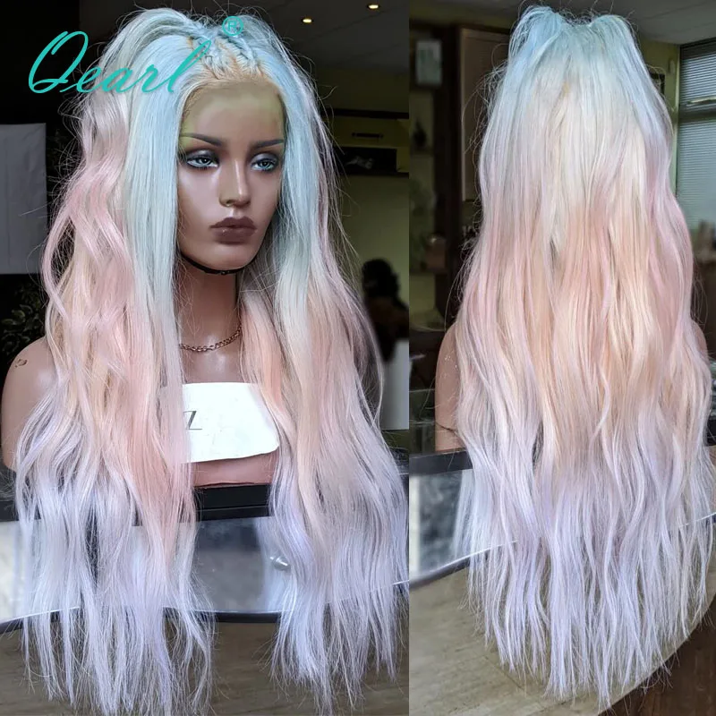 

Natural Wave Lace Front Wig for Women 13x4/13x6 Light Pink Blue Colored Human Hair Wigs Glueless Remy Hair Real Wigs 150% Qearl