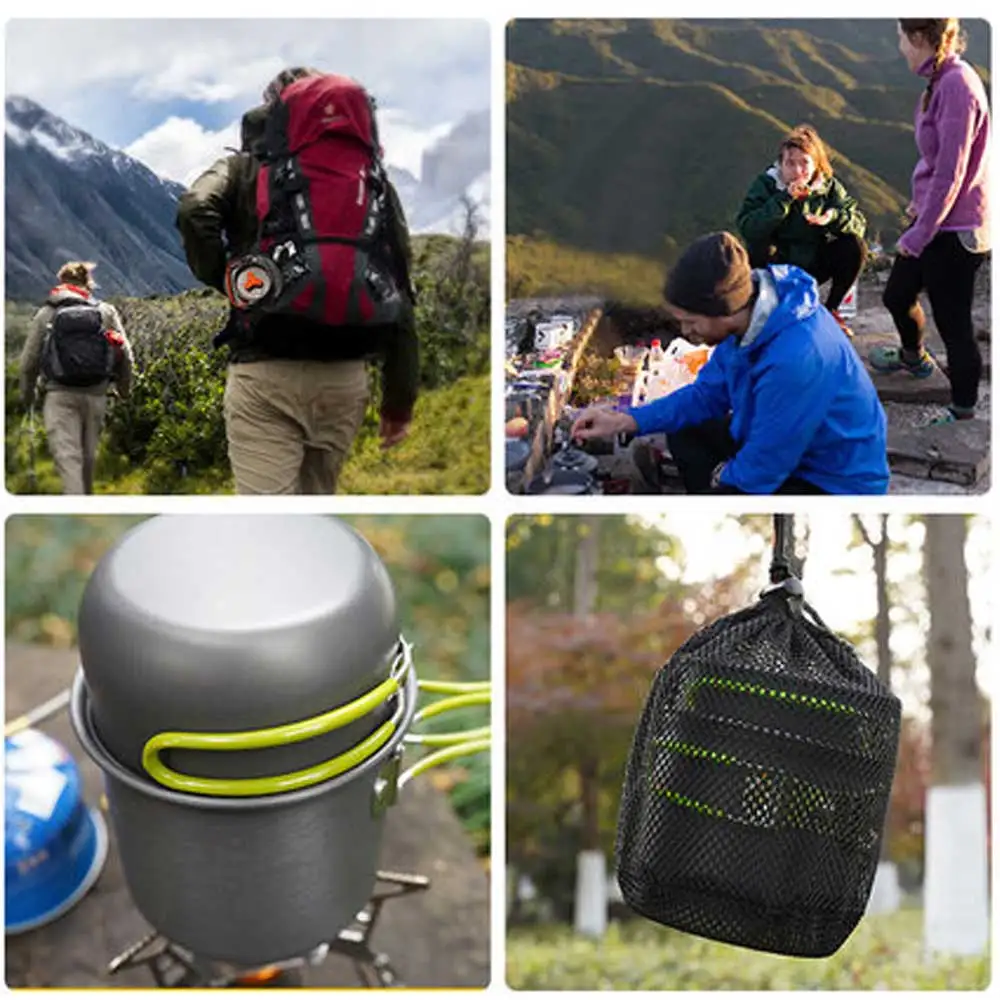 

Camping Cookware Set Portable Pot 1-2 Persons Tableware Outdoor Picnic Ultralight Non-Stick Pan Technology Backpacking Tourism