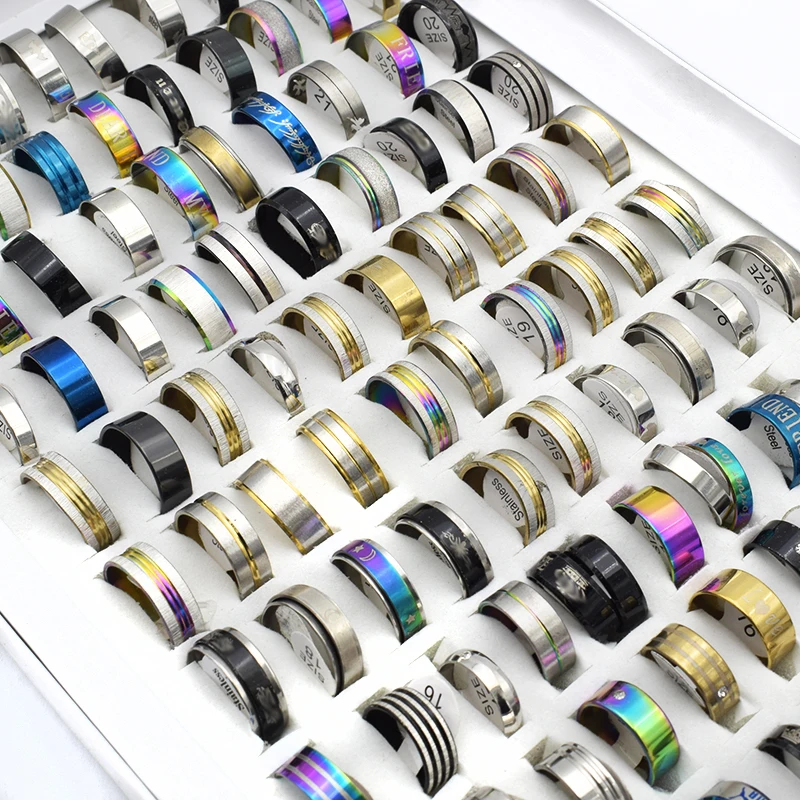 100 шт. мужские и женские винтажные кольца из нержавеющей стали|Кольца| |