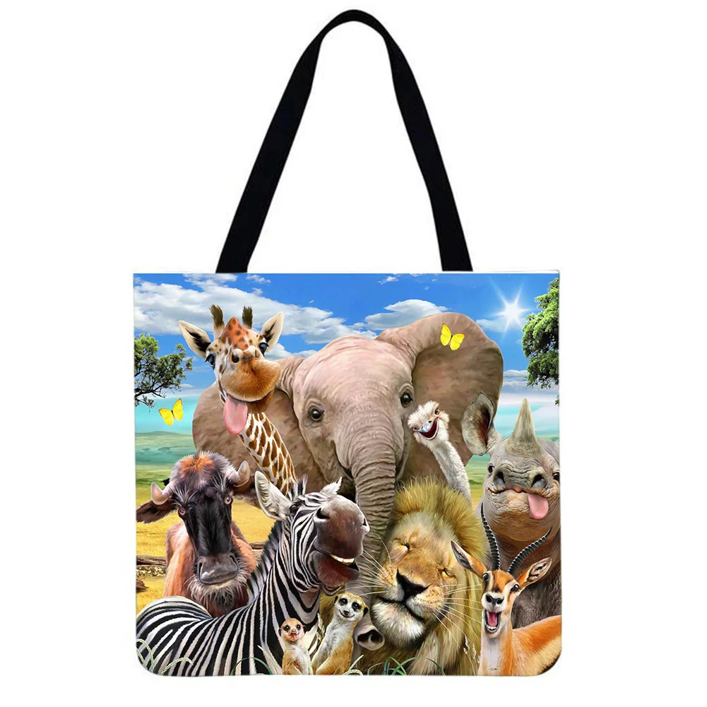 

Women Canvas Shoulder Bag Animal printed Shoulder Shopping Bag Foldable Casual Street Shopping Bag Casual Large Tote Handbag New