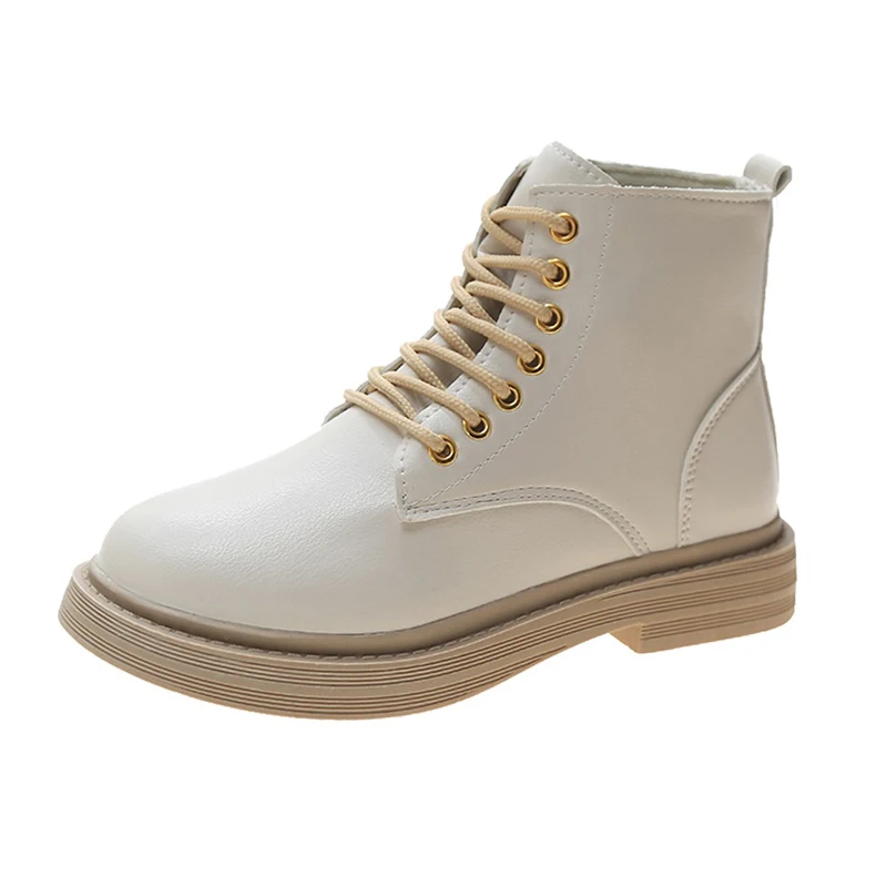 

2021 Soft PU Leather Ankle Boots Women Platform Motorcycle Booties Female Autumn Winter Shoes Woman Goth Thick With Short Boots