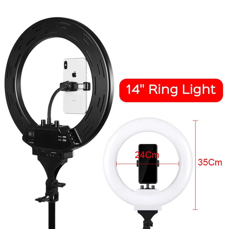 14 inch 35cm Photography LED Selfie Ring Light Photo Studio Camera Light With Phone Holder Tripod Stand For Makeup Video Live