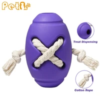 petqueue pet toy dog ball rope pet chew toy non toxic rubber teeth cleaning dental care durable interactive pet dog toy