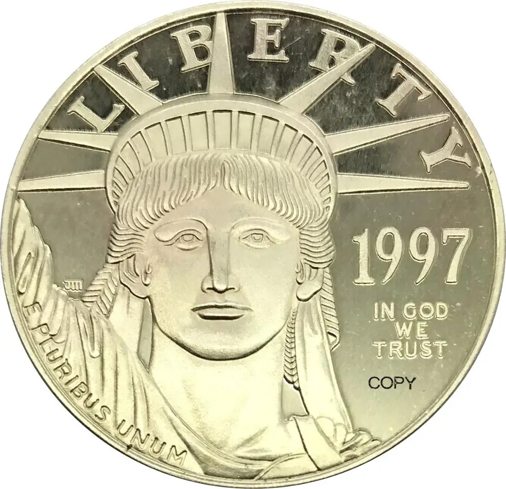 Соединенные Штаты Америки 100 долларов США Платина Орел Bullion Coinage 1997 латунь металл или покрытие серебро Имитация монеты
