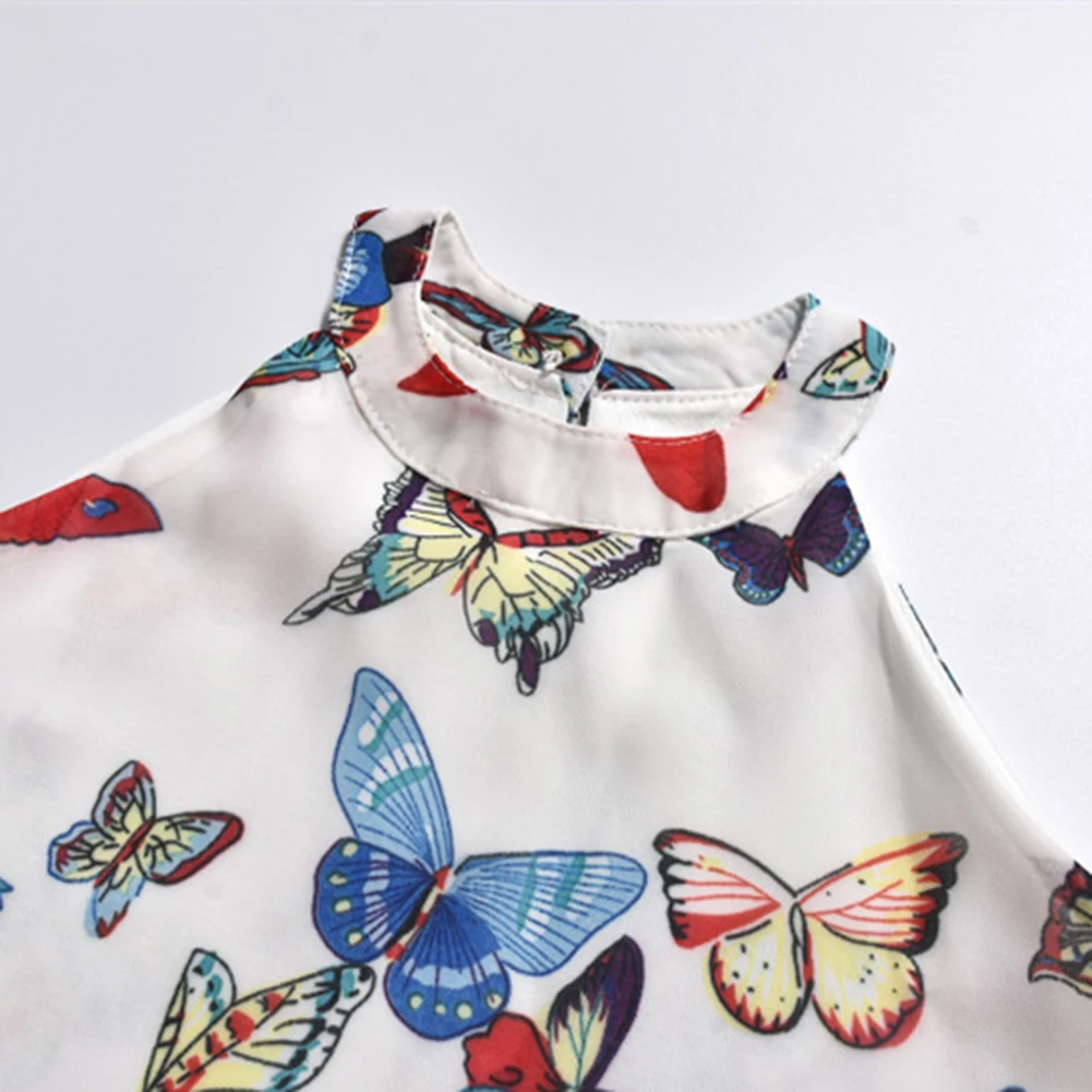 

Baywell Mommy Baby Kids Girl Sleeveless Butterfly Print Chiffon Dress Mother Daughter Holiday Long Dress Family Matching Outfit