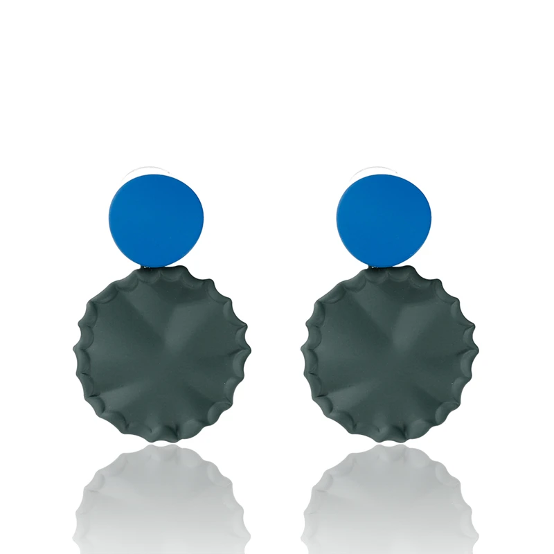 Новые серьги капли с молотым узором голубым зеленым цветом круглые подвесками