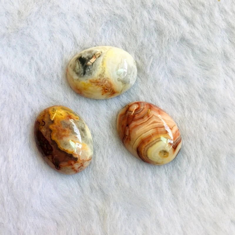 Оптом 1 шт. крем агата е кабошон Crazy Agates 15x20 мм Овальный драгоценный камень Кабошон