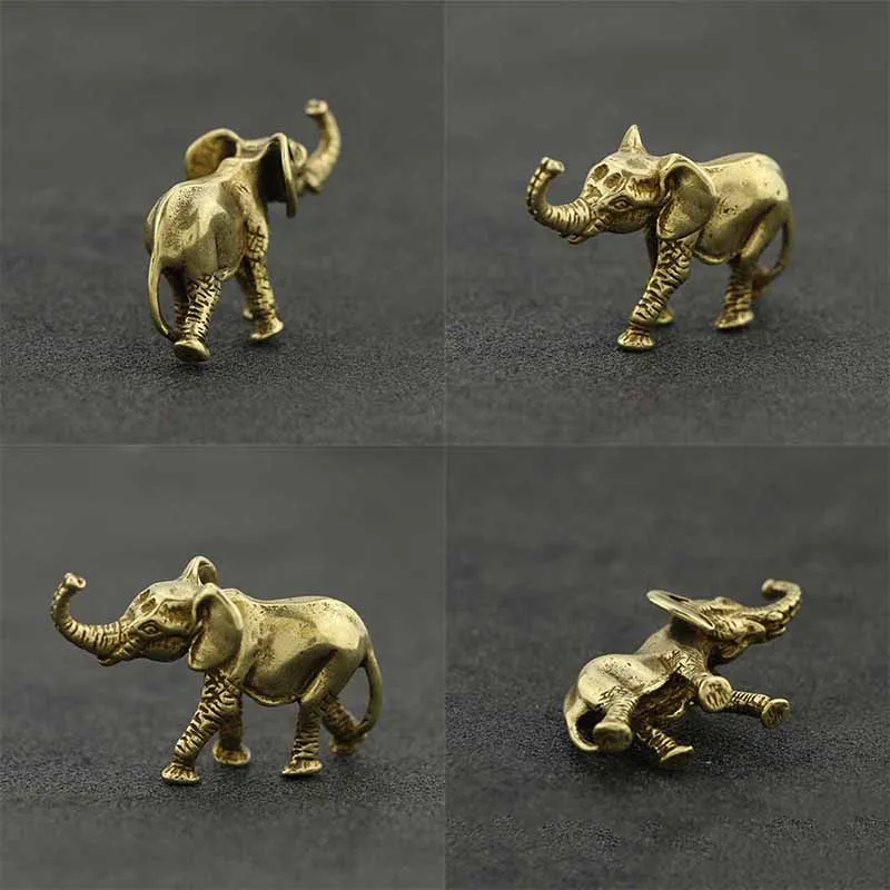 

1Pc Vintage Solid Brass Elephant Figurine Ornament Home Decoration Gifts