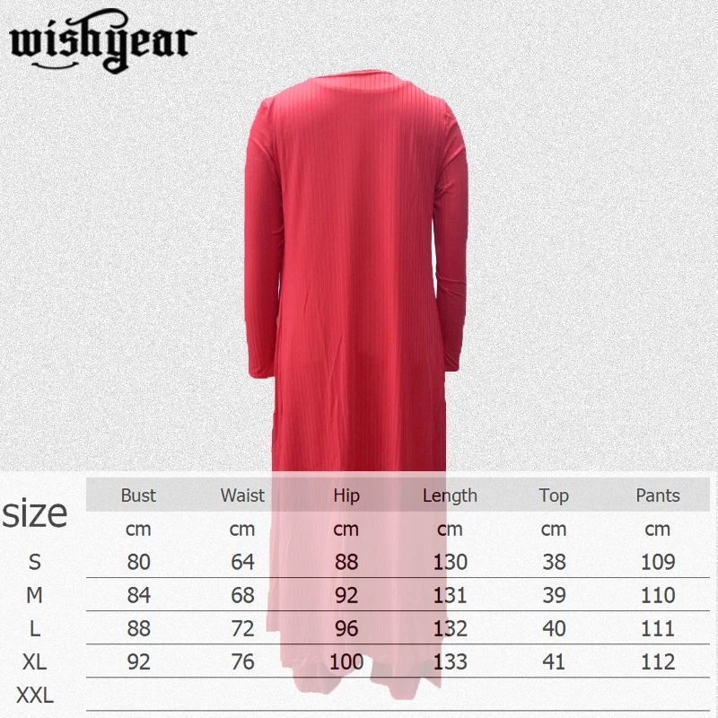 

Wishyear Ribbed Three-piece Suit Tank Crop Top+ Wide Leg Pants Full Sleeve Extra Long Cardigan High Stretch Autumn Winter Suits