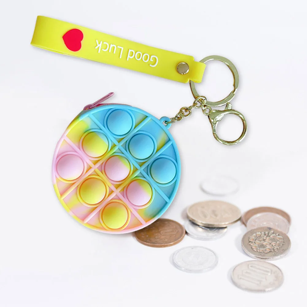 

Silicone Relaxing Game Push Bubble Coin Purse Keychain Stress-Relieve Cover Wallets Children Sensory Toy Storage bag