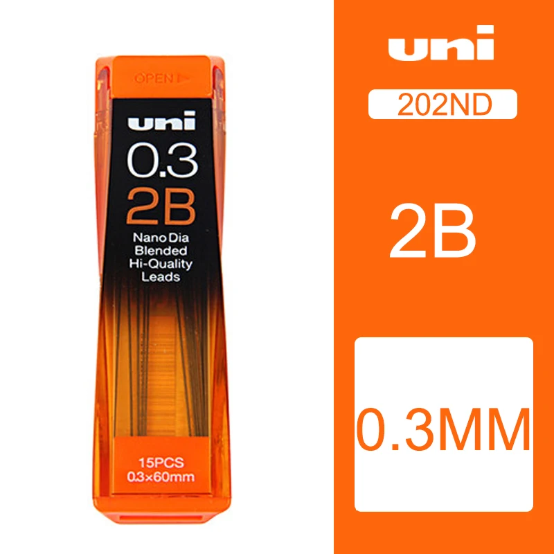 1 шт Uni 202ND 0,3 мм B/H/HB/2B механические стержни для карандаша для рисования специальные провода для замены ручки - Цвет: 03MM 2B