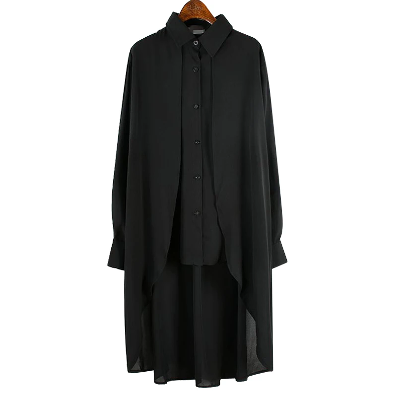 Женская однотонная однобортная рубашка с воротником стойкой [EWQ] весна осень 2020| |