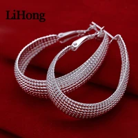 fashion 925 sterling silver earrings u shape mesh earrings for woman party wedding beads gift charm jewelry