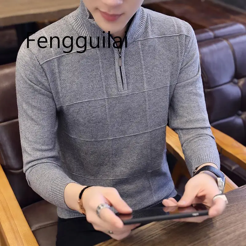 

Мужские свитера FENGGUILAI, сезон осень-зима 2019, теплый кашемировый шерстяной пуловер на молнии, свитеры, мужская повседневная трикотажная женск...