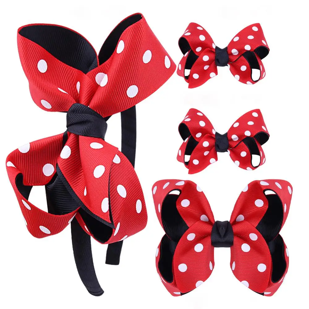 4 шт./компл. милые красные банты для волос повязка на голову Детские обручи в