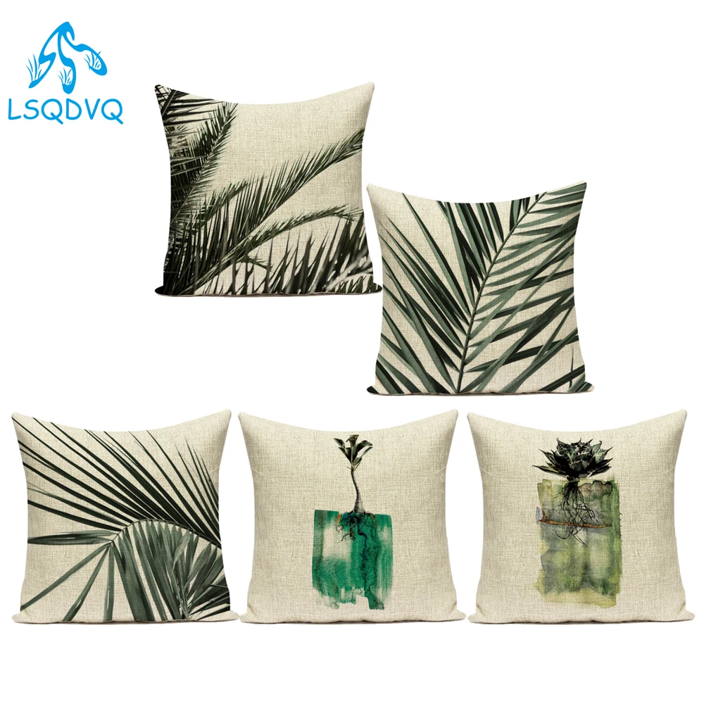 Декоративные диванные подушки Чехол черный белый цвет лотоса тропический