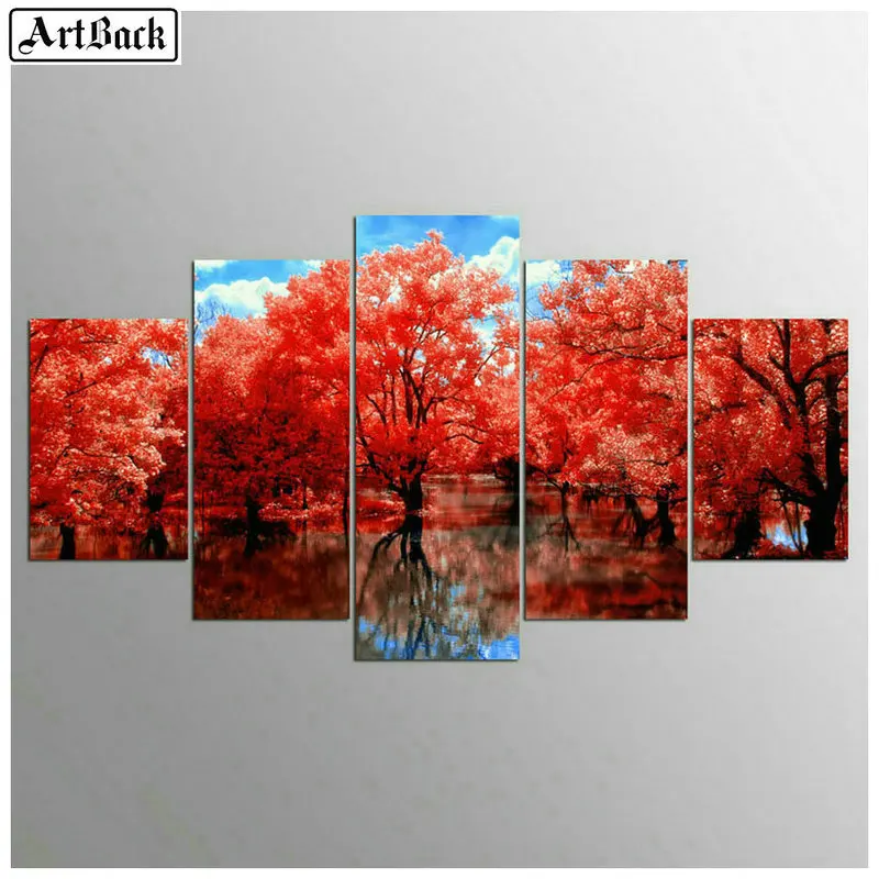 

ArtBack Five Spell Алмазная картина красное дерево 5d полный квадрат/Мозаика из круглых бриллиантов Осенние декорации гостиной