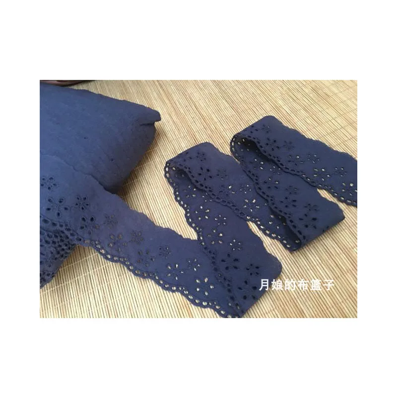 Темно-синее хлопковое кружево с цветочной вышивкой ручная работа лоскутное 4 5 см