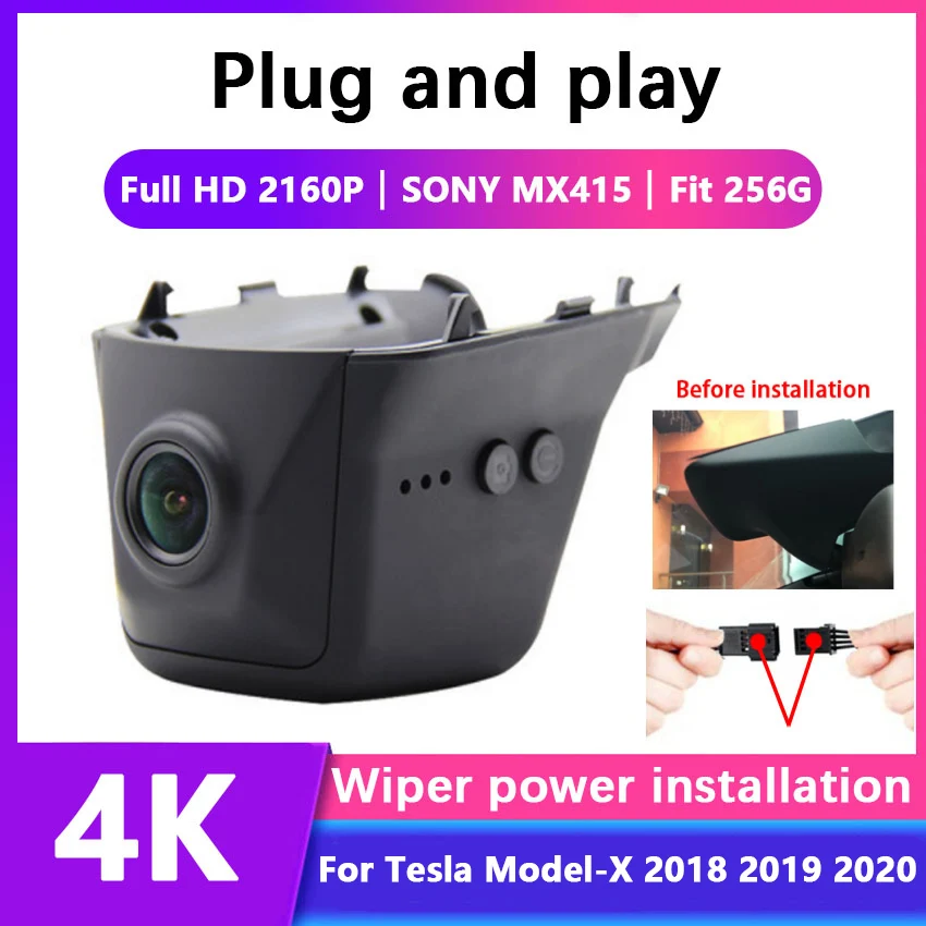 New Plug and play Car DVR Video Recorder Dash Cam Camera For Tesla Model-X 2018 2019 2020 High quality driving recorder hd 2160P