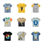 Детские рубашки, футболки для детей, футболки для девочек и мальчиков, Детские хлопковые топы с динозавром для детей, одежда