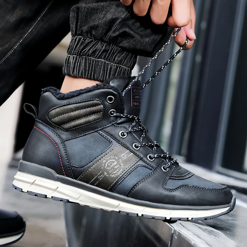 

Men Plus Velvet Daily Solid Color Cotton Shoes, Outdoor Sports Comfortable Warm Non-slip Soft Durable Constant Temperature Shoes