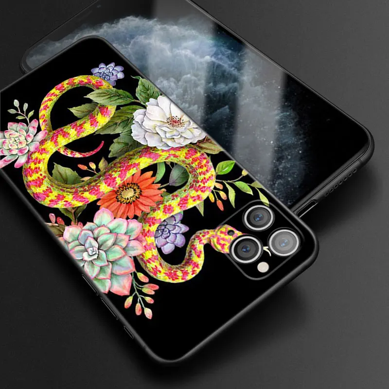 Чехол для телефона со змеиным цветком Apple iPhone 13 12 Mini 11 Pro XS Max XR X 8 7 6S 6 Plus 5S 5 SE 2020