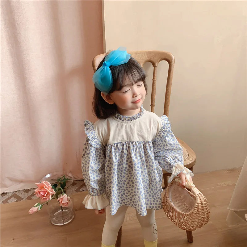 

Toddler Girls kids clothing floral blouse spring new baby cute Korean shirts for baby birthday girls children clothing shirts