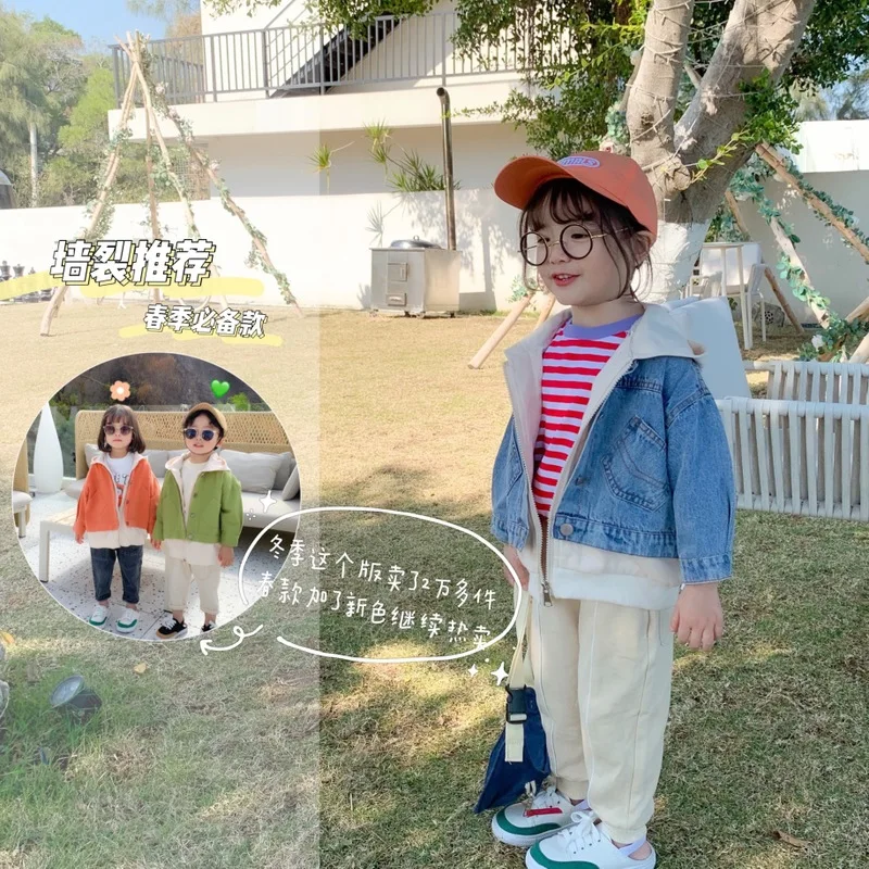 Новинка весны 2020 флисовое джинсовое пальто для мальчиков и девочек детские