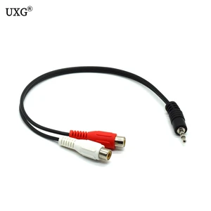 Кабель-адаптер со штекером 3,5 мм на 2 штекера RCA и разъемом Мама, мини стерео аудио кабель, кабель для наушников, Y-образный кабель 25 см
