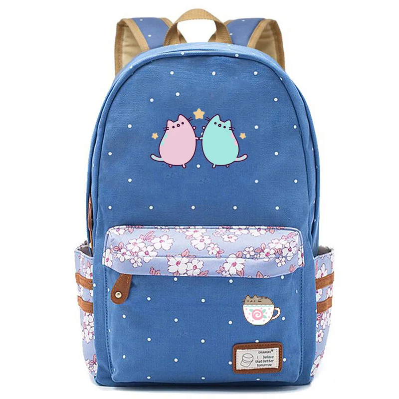 Light blue B IMIDO милый рюкзак с котиками для студентов, яркий цвет, плечи, рюкзак большой емкости, подростковые дорожные сумки, обратно в школу, сумка - Цвет: Light blue B