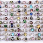 15 шт.лот модные роскошные посеребренные многоцветные большие циркониевые камни кольца для женщин Смешанные стильные свадебные украшения Подарки оптовая продажа