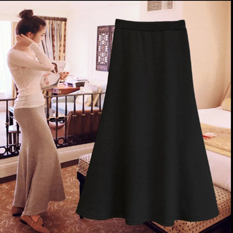 

2021 Winter New Style Fashion Plush Thickened Warmth Self-cultivation Casual Hip-wrapped Fishtail Half-length Skirt Women