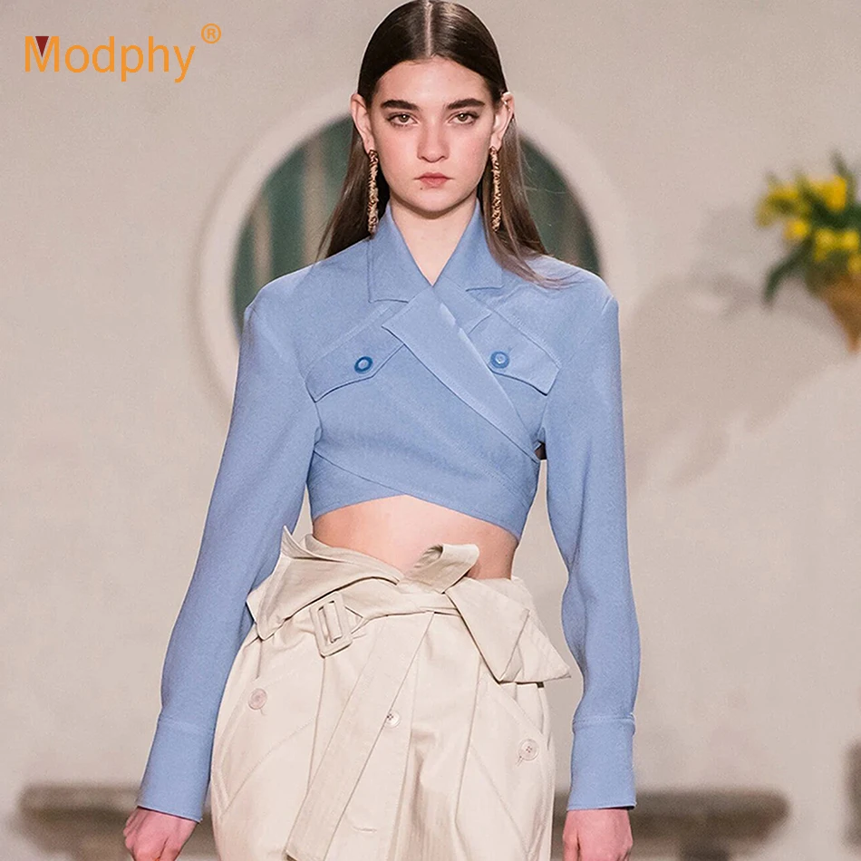 Новое Элегантное голубое небо Женское пальто модное сексуальное короткое с