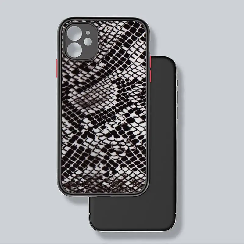 

Snake skin Luxury sexy Phone Case Matte Transparent for iPhone 7 8 11 12 s mini pro X XS XR MAX Plus coque