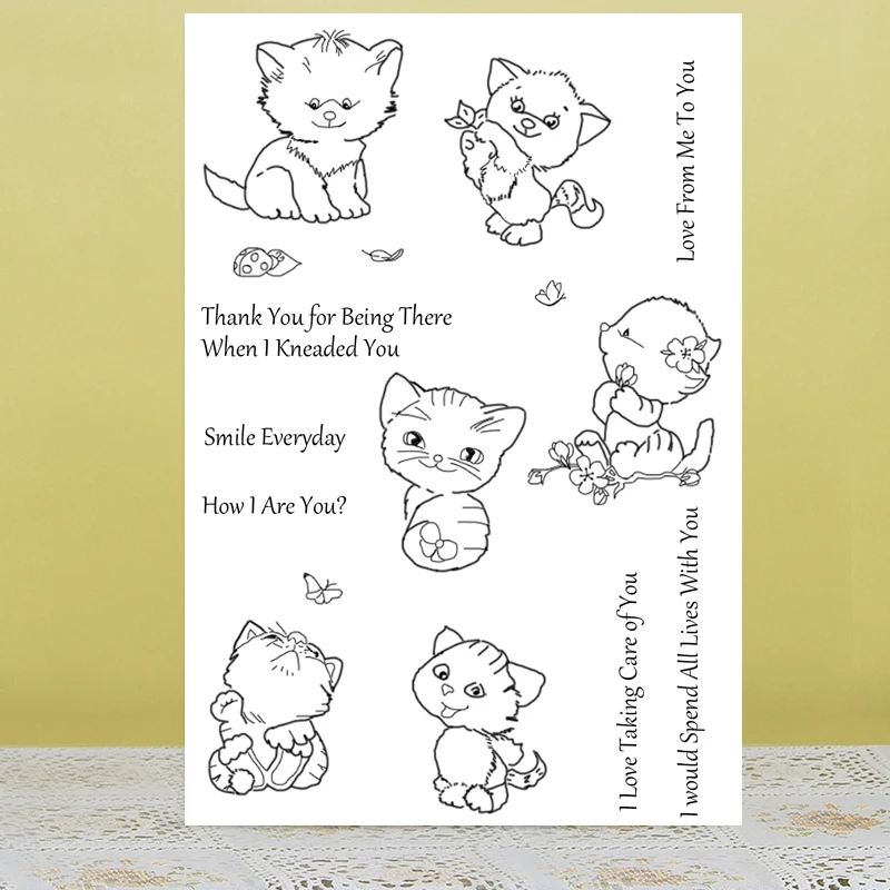 

AZSG Cute Cat Clear Stamps For DIY Scrapbooking Rubber Stamp/ Seal Paper Craft Clear Stamp Card Making