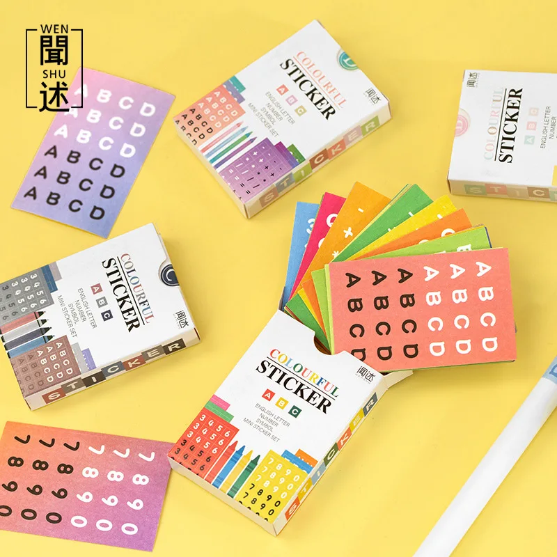

Cute Stationery Alphabet Stickers Scrapbooking Diary Colorful Numbers English Letters Diy Vintage Decorative ABC Sticker Set