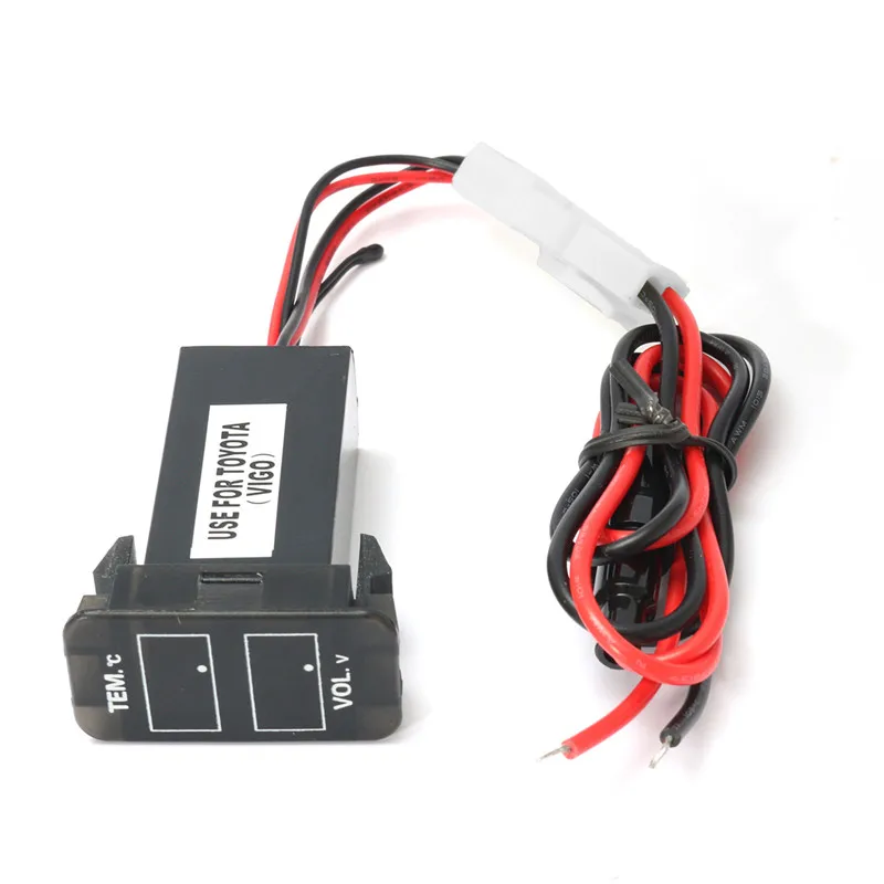 

2 in 1 Voltage Temp Mete LED Dual Display 0~30V LED Digital Voltmeter Temperature Gauge 55cm Wire Length Durable Quality For Car