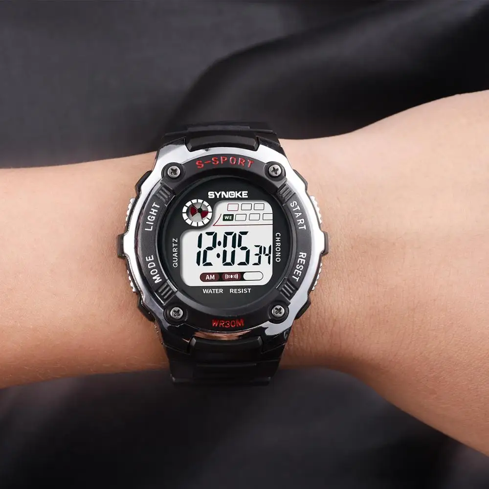 SYNOKE спортивные цифровые часы детские для мальчиков и девочек наручные мужские
