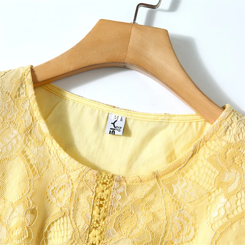 

Summer Lace Dress Women Short Sleeve Floral Embroidery Elegant Dress High Quality Fashion Korean Office Dresses Ladies Robe